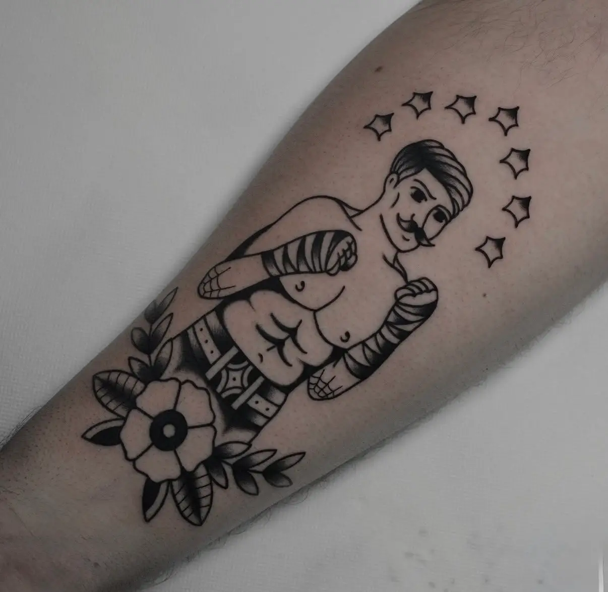 Old School, da du eine Boxkämpfer in traditionelles Stil 